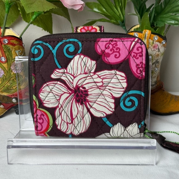 NWT Vera Bradley Mod Floral Pink Mini Zip Wallet Retired 4” X 4” Pocket Wallet - Picture 4 of 7